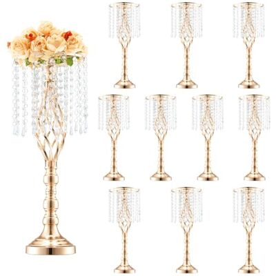 VEVOR Vase de mariage, lot de 10, supports de fleurs de mariage en cristal de 55 cm de haut, vase or en métal pour centre de table pour dîner de mariage, cérémonie, anniversaire, événement, décoration - Publicité VEVOR Vase de mariage, lot de 10, supports de fleurs de mariage en cristal de 55 cm de haut, vase or en métal pour centre de table pour dîner de mariage, cérémonie, anniversaire, événement, décoration - Publicité
