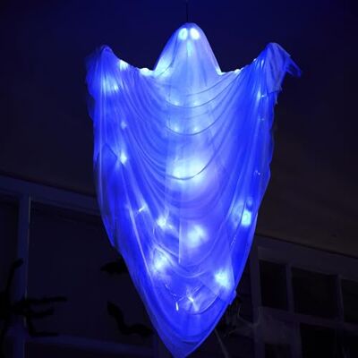 JOYIN Grand fantôme Lumineux à Suspendre avec lumière Bleue, idéal pour Une Maison hantée, pour Une fête, Un Jardin, Une terrasse ou Un Jardin. Publicité JOYIN Grand fantôme Lumineux à Suspendre avec lumière Bleue, idéal pour Une Maison hantée, pour Une fête, Un Jardin, Une terrasse ou Un Jardin. Publicité