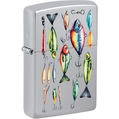 Zippo Briquet Tempête Fishing Hooks Design Rechargeable Coffret Cadeau Métal Fabriqué aux USA - Publicité Zippo Briquet Tempête Fishing Hooks Design Rechargeable Coffret Cadeau Métal Fabriqué aux USA - Publicité
