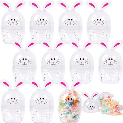 JOYIN Lot de 12 œufs de lapin en plastique de 9,4 cm, vides et remplissables, fantaisie, en plastique blanc, pour la chasse aux œufs de Pâques, les fêtes de Pâques, les paniers - Publicité JOYIN Lot de 12 œufs de lapin en plastique de 9,4 cm, vides et remplissables, fantaisie, en plastique blanc, pour la chasse aux œufs de Pâques, les fêtes de Pâques, les paniers - Publicité
