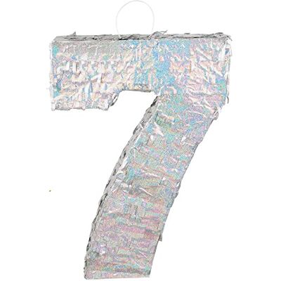 Boland Chiffres Pinata, taille 40 x 28 x 8 cm, chiffre holographique, numéro, argent, Jubilé, Anniversaire, Décoration, Jeu de fête - Publicité Boland Chiffres Pinata, taille 40 x 28 x 8 cm, chiffre holographique, numéro, argent, Jubilé, Anniversaire, Décoration, Jeu de fête - Publicité