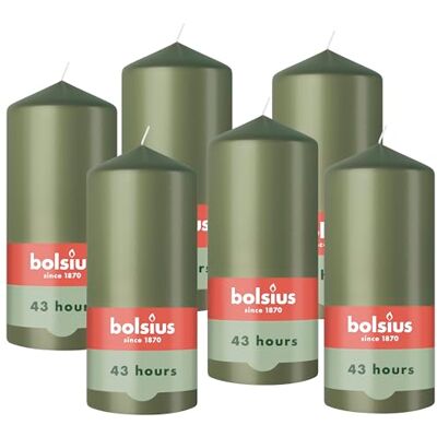 Bolsius – Essentials – Bougie cylindrique lisse – vert olive – 13 cm – Bougies décoratives – Contient de la cire végétale naturelle – Sans huile de palme - Publicité Bolsius – Essentials – Bougie cylindrique lisse – vert olive – 13 cm – Bougies décoratives – Contient de la cire végétale naturelle – Sans huile de palme - Publicité