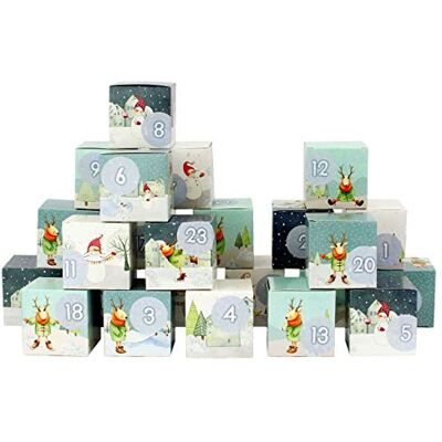 Papierdrachen Calendrier de l'Avent DIY à remplir set de boîtes motif village de Noël avec rennes/bonhommes de neige 24 boîtes colorées en carton à monter et à remplir 24 boîtes Noël. Publicité Papierdrachen Calendrier de l'Avent DIY à remplir set de boîtes motif village de Noël avec rennes/bonhommes de neige 24 boîtes colorées en carton à monter et à remplir 24 boîtes Noël. Publicité
