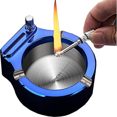 Generic 2 en 1 Briquet & Cendriers Métal de Table Rechargeable Gaz Butane Flamme Rouge Allume-Cigare Coupe-Vent pour la Décoration de la Maison Cuisine BBQ,Blue,113 * 99 * 47mm - Publicité Generic 2 en 1 Briquet & Cendriers Métal de Table Rechargeable Gaz Butane Flamme Rouge Allume-Cigare Coupe-Vent pour la Décoration de la Maison Cuisine BBQ,Blue,113 * 99 * 47mm - Publicité