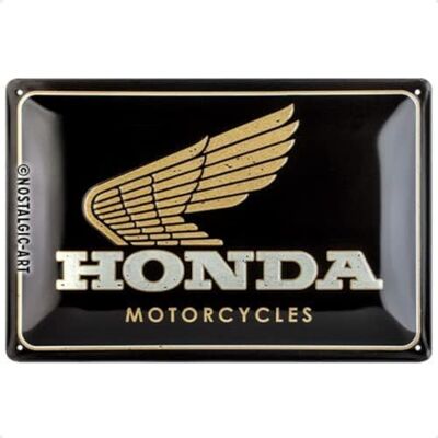 ART Plaque vintage, Honda MC – Motorcycles Gold – Idée de cadeau pour motards, en métal, Design rétro pour la décoration, 20 x 30 cm - Publicité ART Plaque vintage, Honda MC – Motorcycles Gold – Idée de cadeau pour motards, en métal, Design rétro pour la décoration, 20 x 30 cm - Publicité