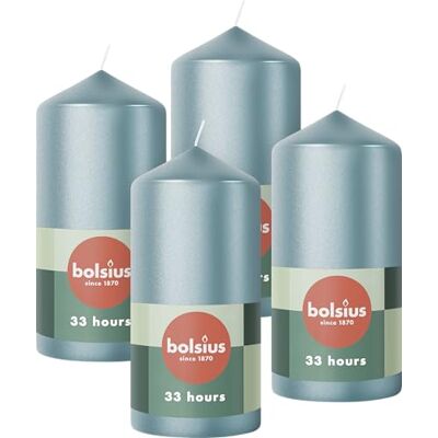 BOLSIUS - Bougie à pilier, bleu métallisé, lot de 4, 12 x 6 cm - Bougie - Publicité BOLSIUS - Bougie à pilier, bleu métallisé, lot de 4, 12 x 6 cm - Bougie - Publicité