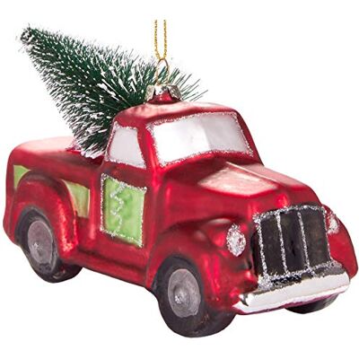 BRUBAKER Suspension pour Sapin de Noël Voiture avec Sapin/Pick-up Rouge Boule en Verre Soufflé Peinte à la Main Drôle & Originale Décoration Arbre de Noël 14,2 cm - Publicité BRUBAKER Suspension pour Sapin de Noël Voiture avec Sapin/Pick-up Rouge Boule en Verre Soufflé Peinte à la Main Drôle & Originale Décoration Arbre de Noël 14,2 cm - Publicité