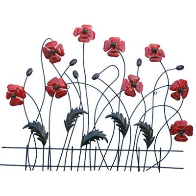 Wall Art Sculpture Murale en métal pour clôture, Scène: Fleur Rouge Coquelicot - Publicité Wall Art Sculpture Murale en métal pour clôture, Scène: Fleur Rouge Coquelicot - Publicité