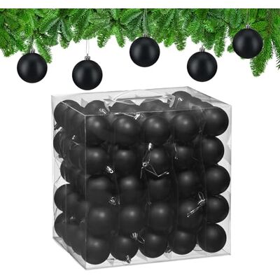 Relaxdays Boule de Noël, lot Pratique de 100, Mate, Plastique Robuste, pour Le Sapin, diamètre : 6 cm, Noire - Publicité Relaxdays Boule de Noël, lot Pratique de 100, Mate, Plastique Robuste, pour Le Sapin, diamètre : 6 cm, Noire - Publicité