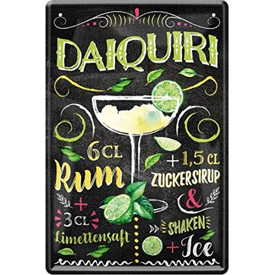 ART Daiquiri 774 Plaque décorative en tôle avec recette de cocktail Rum Citron vert 20 x 30 cm - Publicité ART Daiquiri 774 Plaque décorative en tôle avec recette de cocktail Rum Citron vert 20 x 30 cm - Publicité