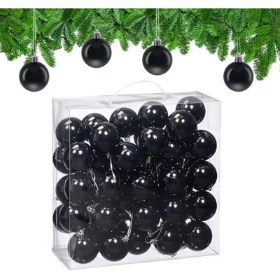 Relaxdays Boule de Noël, Brillante, lot Pratique de 50, en Plastique, pour Le Sapin, diamètre : 6 cm, Noire - Publicité Relaxdays Boule de Noël, Brillante, lot Pratique de 50, en Plastique, pour Le Sapin, diamètre : 6 cm, Noire - Publicité