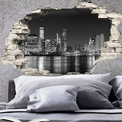 Sticker Mur New York Skyline Effet 3D - Sticker mural - Publicité Sticker Mur New York Skyline Effet 3D - Sticker mural - Publicité