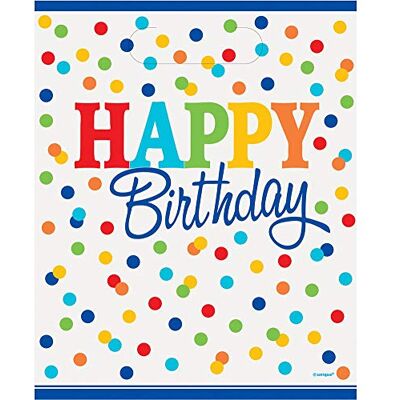 Unique Rainbow Polka dot Happy Birthday Sacs cadeaux pour anniversaire 9 inches x 7 inches Lot de 8 - Publicité Unique Rainbow Polka dot Happy Birthday Sacs cadeaux pour anniversaire 9 inches x 7 inches Lot de 8 - Publicité