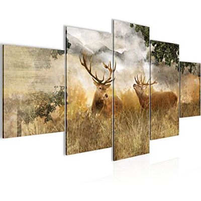 Tableau Cerf La Nature 200 x 100 cm 5 Parties XXL Decoration Murale Dessin Beige Marron 011451a - Publicité Tableau Cerf La Nature 200 x 100 cm 5 Parties XXL Decoration Murale Dessin Beige Marron 011451a - Publicité