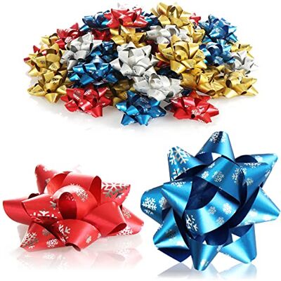 com-four ® 60x nœuds cadeaux colorés – rubans décoratifs autocollants à motifs pour Noël et anniversaires (60 pièces flocons 4 couleurs) - Publicité com-four ® 60x nœuds cadeaux colorés – rubans décoratifs autocollants à motifs pour Noël et anniversaires (60 pièces flocons 4 couleurs) - Publicité