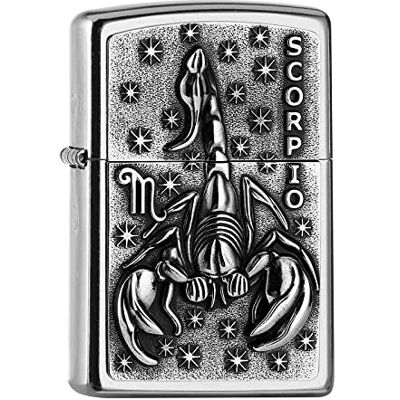 Zippo Briquet tempête – Signe Astrologique Scorpion, Street Chrome, emblème – Rechargeable – Réutilisable – Design Coupe-Vent – Boîte Cadeau – Fabriqué aux États-Unis - Publicité Zippo Briquet tempête – Signe Astrologique Scorpion, Street Chrome, emblème – Rechargeable – Réutilisable – Design Coupe-Vent – Boîte Cadeau – Fabriqué aux États-Unis - Publicité