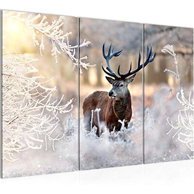 Hiver Cerf Peinture Tableau Salon XXL Beige Forêt La Nature 120 x 80 cm 3 Parties Decoration Murale 004131a - Publicité Hiver Cerf Peinture Tableau Salon XXL Beige Forêt La Nature 120 x 80 cm 3 Parties Decoration Murale 004131a - Publicité