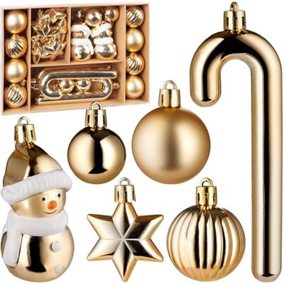 BRUBAKER 24 Pièces Décorations Arbre de Noël Or Set de Boules de Noël avec Bonhomme de Neige, Étoile et Pendentifs en Sucre Boules d'arbre à Motif Set de Boules de Noël Décorations Brillantes - Publicité BRUBAKER 24 Pièces Décorations Arbre de Noël Or Set de Boules de Noël avec Bonhomme de Neige, Étoile et Pendentifs en Sucre Boules d'arbre à Motif Set de Boules de Noël Décorations Brillantes - Publicité