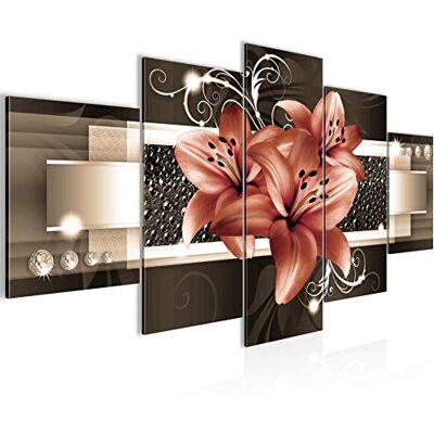Tableau Lis Fleurs 200 x 100 cm 5 Parties XXL Decoration Murale Dessin Marron Beige 008651b - Publicité Tableau Lis Fleurs 200 x 100 cm 5 Parties XXL Decoration Murale Dessin Marron Beige 008651b - Publicité