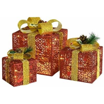 vidaXL Boîtes-Cadeaux de Noël Décoratives 3 pcs Extérieur Intérieur Lumineuses Décoration de Vacances - Publicité vidaXL Boîtes-Cadeaux de Noël Décoratives 3 pcs Extérieur Intérieur Lumineuses Décoration de Vacances - Publicité