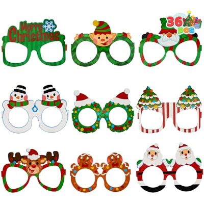 JOYIN Lot de 36 montures de lunettes de Noël Motifs assortis pour fête de Noël, photomaton et cadeaux de fête (taille unique) - Publicité JOYIN Lot de 36 montures de lunettes de Noël Motifs assortis pour fête de Noël, photomaton et cadeaux de fête (taille unique) - Publicité