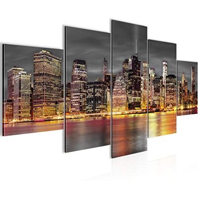 Tableau New York 200 x 100 cm 5 Parties XXL Decoration Murale Dessin Or 014051a - Publicité Tableau New York 200 x 100 cm 5 Parties XXL Decoration Murale Dessin Or 014051a - Publicité