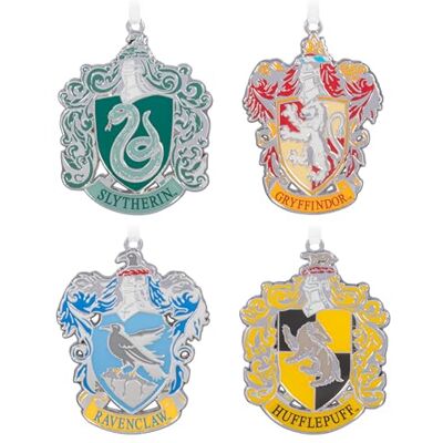 Hallmark Lot de 4 écussons de Poudlard Décoration de Sapin Harry Potter Décoration à Suspendre en métal Cadeau de Noël - Publicité Hallmark Lot de 4 écussons de Poudlard Décoration de Sapin Harry Potter Décoration à Suspendre en métal Cadeau de Noël - Publicité