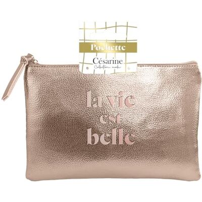 STC Sac pochette metal rose dore - Publicité STC Sac pochette metal rose dore - Publicité