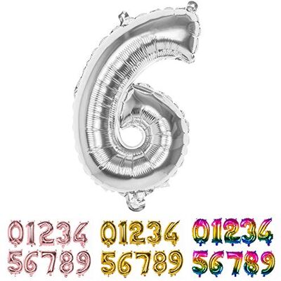 Boland 22016 Ballon Gonflable Chiffre 6 Argent 36 cm - Publicité Boland 22016 Ballon Gonflable Chiffre 6 Argent 36 cm - Publicité