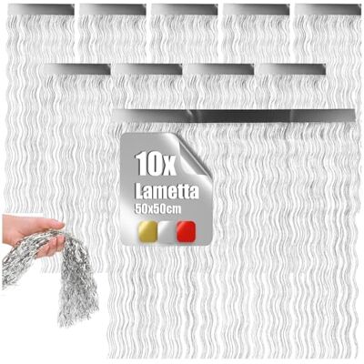 com-four ® 10x Lametta, Guirlande de Noël Argentée 50 cm Ornements brillants pour sapin et décoration de l’Avent accessoires festifs pour la maison - Publicité com-four ® 10x Lametta, Guirlande de Noël Argentée 50 cm Ornements brillants pour sapin et décoration de l’Avent accessoires festifs pour la maison - Publicité