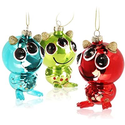 com-four ® 3X décorations d'arbre de Noël Premium, Alien décoratif en Verre Boules d'arbre spéciales comme décorations de Noël Pendentifs spéciaux pour Arbre de Noël - Publicité com-four ® 3X décorations d'arbre de Noël Premium, Alien décoratif en Verre Boules d'arbre spéciales comme décorations de Noël Pendentifs spéciaux pour Arbre de Noël - Publicité