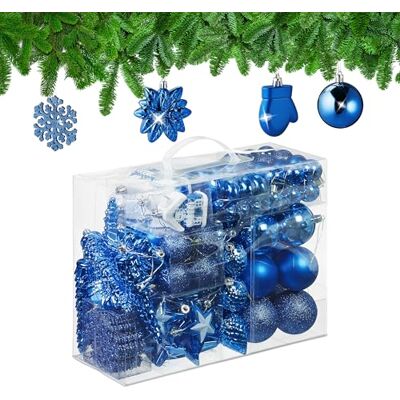 Set de 100 Boules de Noël Bleues - Décoration de Sapin - Publicité Set de 100 Boules de Noël Bleues - Décoration de Sapin - Publicité