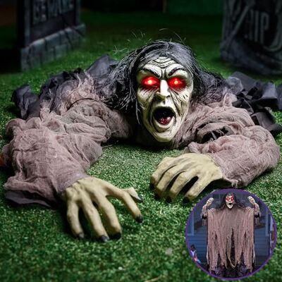 JOYIN Halloween Zombie Groundbreaker Suspendu en Vert Rampant Effrayant Décorations pour Party - Publicité JOYIN Halloween Zombie Groundbreaker Suspendu en Vert Rampant Effrayant Décorations pour Party - Publicité