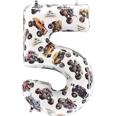 Toyland ® 66cm (26”) Monster Jam™ Ballon en aluminium numéro 5 Ballon d'anniversaire géant Monster Truck Décoration de fête, gonflée à l'air ou à l'hélium, auto-scellante - Publicité Toyland ® 66cm (26”) Monster Jam™ Ballon en aluminium numéro 5 Ballon d'anniversaire géant Monster Truck Décoration de fête, gonflée à l'air ou à l'hélium, auto-scellante - Publicité