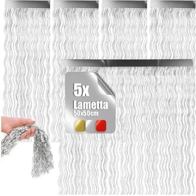 com-four ® 5X Lametta, Guirlande de Noël Argentée 50 cm Ornements brillants pour sapin et décoration de l’Avent accessoires festifs pour la maison - Publicité com-four ® 5X Lametta, Guirlande de Noël Argentée 50 cm Ornements brillants pour sapin et décoration de l’Avent accessoires festifs pour la maison - Publicité