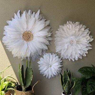 SHIKUN Fait à la Main Plume Fleur Plume décor tenture Murale Art Mural décoration Murale avec conque Blanche pour Salon, Chambre, Chambre de bébé, Cadeau - Publicité SHIKUN Fait à la Main Plume Fleur Plume décor tenture Murale Art Mural décoration Murale avec conque Blanche pour Salon, Chambre, Chambre de bébé, Cadeau - Publicité