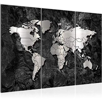 Carte Du Monde Peinture Tableau Salon XXL Noir Abstrait Argent 120 x 80 cm 3 Parties Decoration Murale 107331a - Publicité Carte Du Monde Peinture Tableau Salon XXL Noir Abstrait Argent 120 x 80 cm 3 Parties Decoration Murale 107331a - Publicité