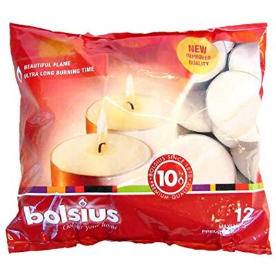 Bolsius extérieur/intérieur Maxilight Bougie Chauffe-Plat 10 h 16 x 38 mm (Sac de 12) – Blanc - Publicité Bolsius extérieur/intérieur Maxilight Bougie Chauffe-Plat 10 h 16 x 38 mm (Sac de 12) – Blanc - Publicité