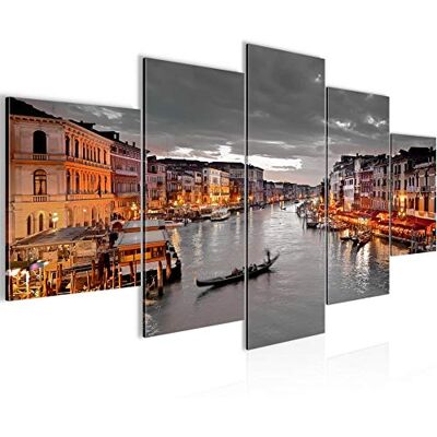 Tableau Venise Italie 200 x 100 cm 5 Parties XXL Decoration Murale Dessin Brown Gris 604351b - Publicité Tableau Venise Italie 200 x 100 cm 5 Parties XXL Decoration Murale Dessin Brown Gris 604351b - Publicité