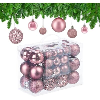 Relaxdays Boules de Noël, Lot de 50, Paillettes, Mates, Brillantes, décoration Sapin, Plastique, D : 3, 4 et 6 cm, Rose - Publicité Relaxdays Boules de Noël, Lot de 50, Paillettes, Mates, Brillantes, décoration Sapin, Plastique, D : 3, 4 et 6 cm, Rose - Publicité