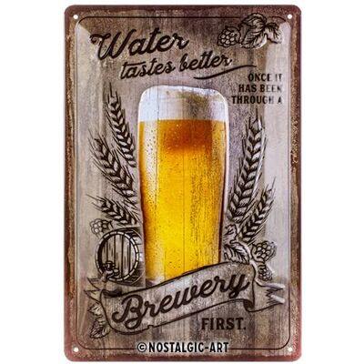 ART Plaque vintage, Water Tastes Better – Idée de cadeau pour fans de bière, en métal, Design rétro pour la décoration, 20 x 30 cm - Publicité ART Plaque vintage, Water Tastes Better – Idée de cadeau pour fans de bière, en métal, Design rétro pour la décoration, 20 x 30 cm - Publicité