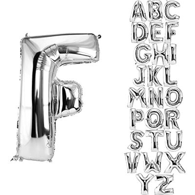 DekoRex Ballon en feuille Argent 82cm Ballon Anniversaire Célébration Mariage (Lettre F) - Publicité DekoRex Ballon en feuille Argent 82cm Ballon Anniversaire Célébration Mariage (Lettre F) - Publicité