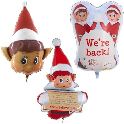 Toyland ® Lot de 3 ballons en aluminium Elves Behavin Badly – Décorations de fête de Noël – Ballons de Noël - Publicité Toyland ® Lot de 3 ballons en aluminium Elves Behavin Badly – Décorations de fête de Noël – Ballons de Noël - Publicité
