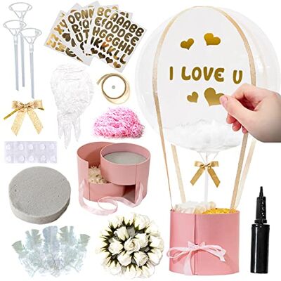 Bobo Ballons transparents en latex à bulles,Kit cadeau de 33 pièces,Fleurs artificielles avec 2 étages, un anniversaire de mariage, la Saint-Valentin - Publicité Bobo Ballons transparents en latex à bulles,Kit cadeau de 33 pièces,Fleurs artificielles avec 2 étages, un anniversaire de mariage, la Saint-Valentin - Publicité
