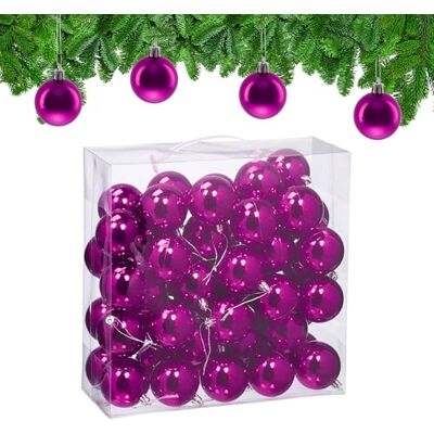 Relaxdays Boule de Noël, Brillante, lot Pratique de 50, en Plastique, pour Le Sapin, diamètre : 6 cm, Violette - Publicité Relaxdays Boule de Noël, Brillante, lot Pratique de 50, en Plastique, pour Le Sapin, diamètre : 6 cm, Violette - Publicité