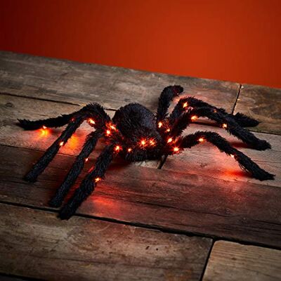 Lights4fun Araignée Décoration d’Halloween avec 25 LED Oranges à Piles pour Intérieur - Publicité Lights4fun Araignée Décoration d’Halloween avec 25 LED Oranges à Piles pour Intérieur - Publicité