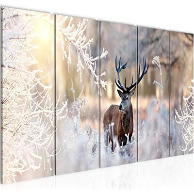 ART Peinture Hiver Cerf Impression sur Toile intissee Decoration Murale Salon Chambre 004156a - Publicité ART Peinture Hiver Cerf Impression sur Toile intissee Decoration Murale Salon Chambre 004156a - Publicité