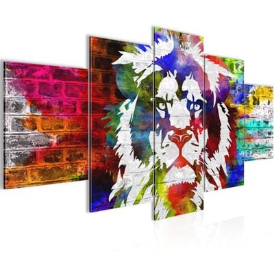 Tableau Graffiti Lion 200 x 100 cm 5 Parties XXL Decoration Murale Dessin Coloré 303551a - Publicité Tableau Graffiti Lion 200 x 100 cm 5 Parties XXL Decoration Murale Dessin Coloré 303551a - Publicité