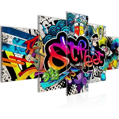 Tableau decoration murale Graffiti street art 200 x 100 cm XXL Impression sur Toile Salon Appartment Multicolore 5 Parties prêt à accrocher 004551b - Publicité Tableau decoration murale Graffiti street art 200 x 100 cm XXL Impression sur Toile Salon Appartment Multicolore 5 Parties prêt à accrocher 004551b - Publicité