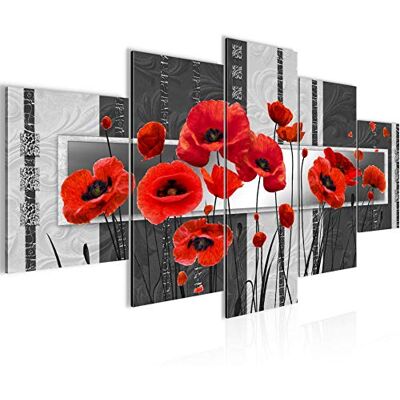 Tableau Coquelicots 200 x 100 cm 5 Parties XXL Decoration Murale Dessin Gris Rouge 205851c - Publicité Tableau Coquelicots 200 x 100 cm 5 Parties XXL Decoration Murale Dessin Gris Rouge 205851c - Publicité